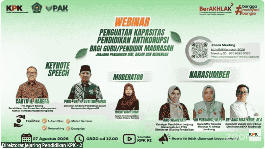 Pendidikan Antikorupsi Guru Madrasah 2026